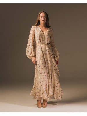 Maha Langes Kleid mit Print (Sand)