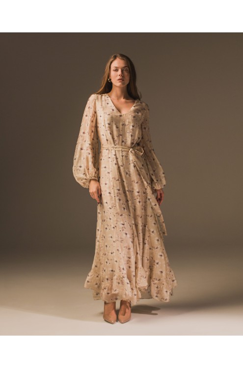 Maha Langes Kleid mit Print (Sand)