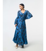 Maha Langes Kleid mit Abstraktem Print (Blau)