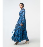 Maha Langes Kleid mit Abstraktem Print (Blau)