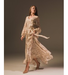 Maha Langes Kleid mit Print (Sand)