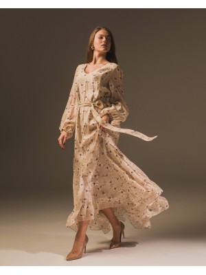 Maha Langes Kleid mit Print (Sand)