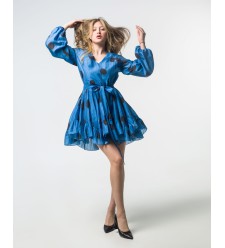 Maha Mini-Kleid mit Keilen (Blau)