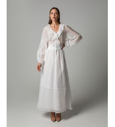 Maha Langes Kleid aus Crinkle-Tencel (Weiß)