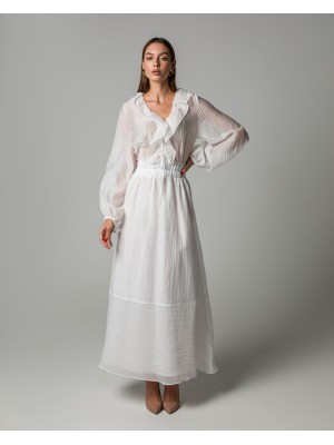 Maha Langes Kleid aus Crinkle-Tencel (Weiß)