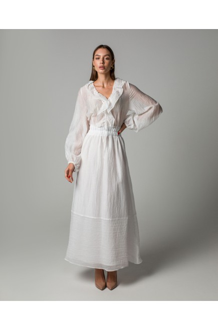 Maha Langes Kleid aus Crinkle-Tencel (Weiß)