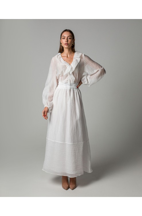 Maha Langes Kleid aus Crinkle-Tencel (Weiß)