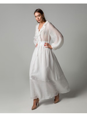 Maha Langes Kleid aus Crinkle-Tencel (Weiß)