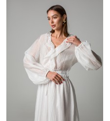 Maha Langes Kleid aus Crinkle-Tencel (Weiß)