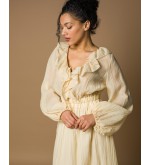 Maha Langes Kleid aus Crinkle-Tencel (Ecru)