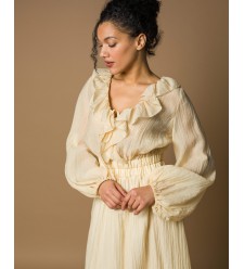 Maha Langes Kleid aus Crinkle-Tencel (Ecru)