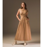 Maha Langes Leinenkleid mit Reißverschluss (Sand)