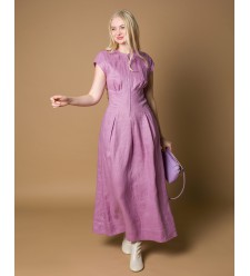 Maha Langes Leinenkleid mit Reißverschluss (Flieder)