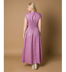 Maha Langes Leinenkleid mit Reißverschluss (Flieder)