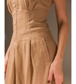 Maha Langes Leinenkleid mit Reißverschluss (Sand)
