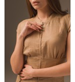 Maha Langes Leinenkleid mit Reißverschluss (Sand)