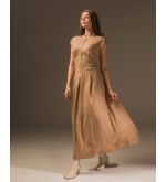 Maha Langes Leinenkleid mit Reißverschluss (Sand)