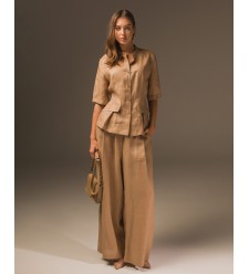Maha Anzug: Jacke und Hose aus Naturleinen (Sand)
