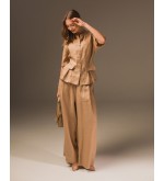 Maha Anzug: Jacke und Hose aus Naturleinen (Sand)