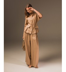 Maha Anzug: Jacke und Hose aus Naturleinen (Sand)