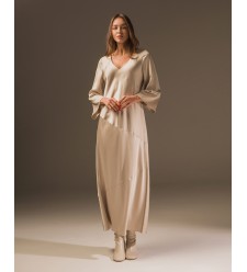 Maha Langes Kleid mit Print (Sand)