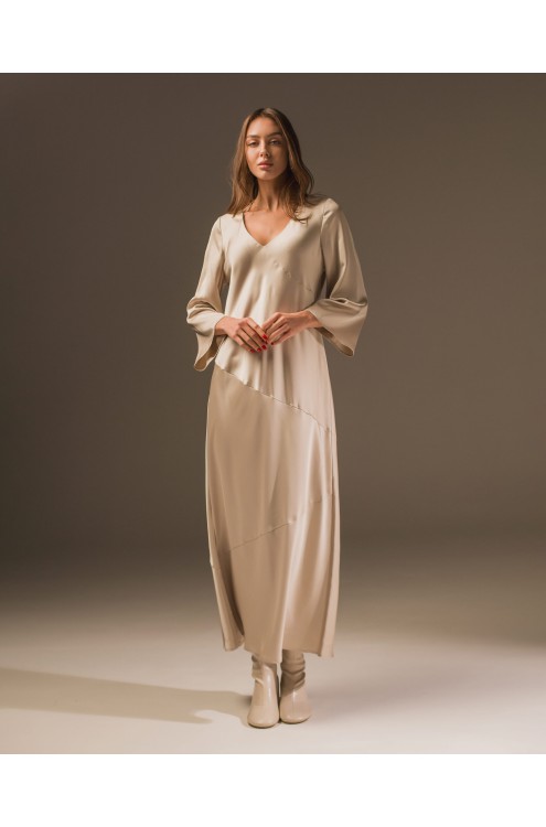 Maha Langes Kleid mit Print (Sand)