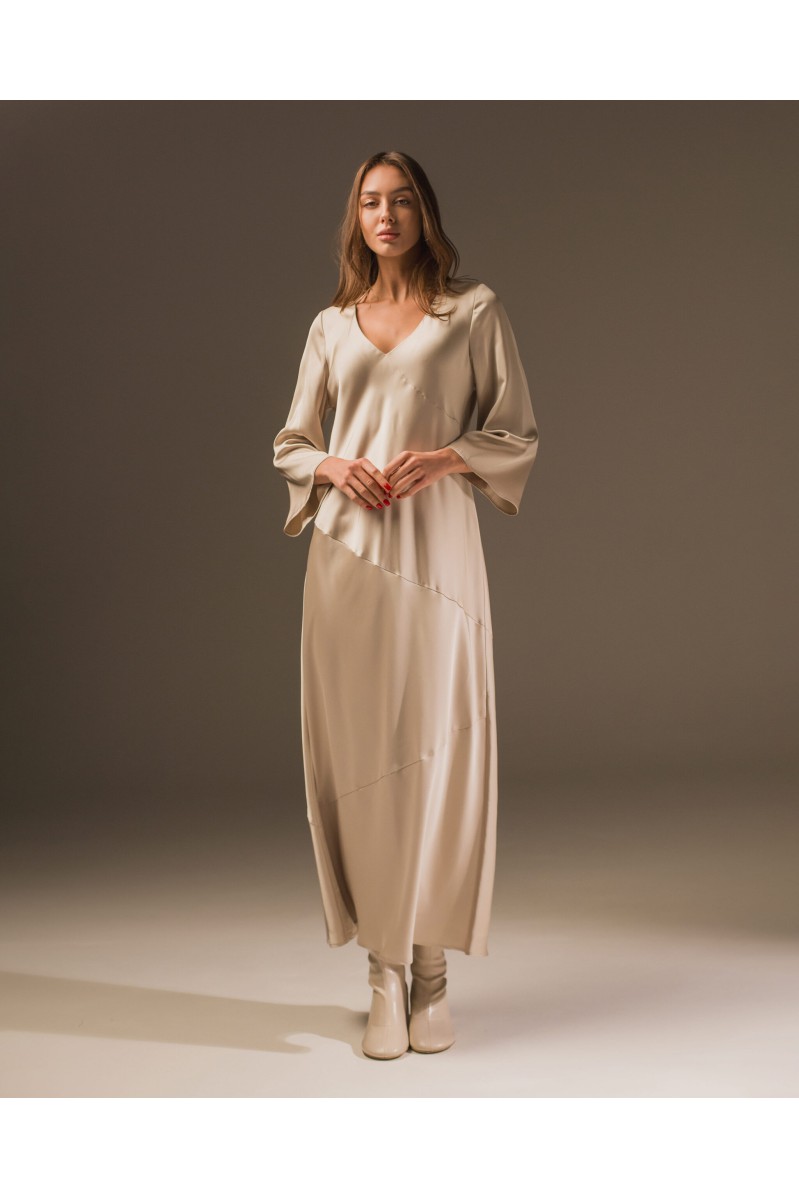Maha Langes Kleid mit Print (Sand)