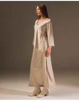 Maha Langes Kleid mit Print (Sand)