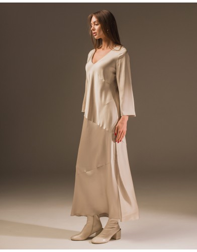 Maha Langes Kleid mit Print (Sand)