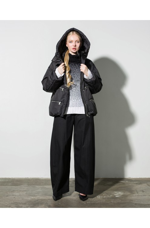 Maha Gesteppte Jacke mit Metall-Reißverschlüssen (Schwarz)