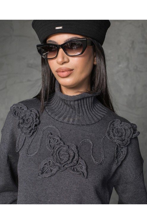 Maha Baumwollpullover mit handgehäkelten Blumen