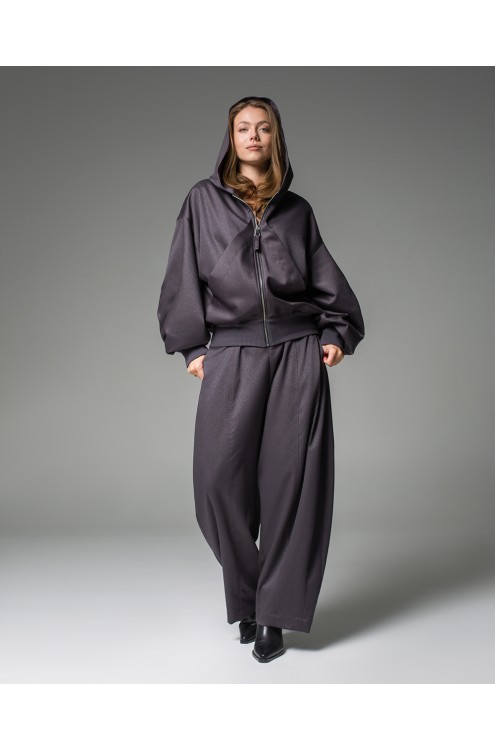 Maha Set: Jacke mit Kapuze und Barrel-Hose (Dunkelgrau)