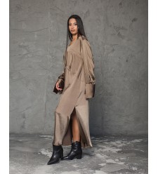 Maha Satin-Maxikleid (Taupe)