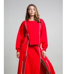 Maha Set: Sweatshirt & Rock mit Reißverschlüssen (Rot) Maha Set: Sweatshirt & Rock mit Reißverschlüssen (Rot)