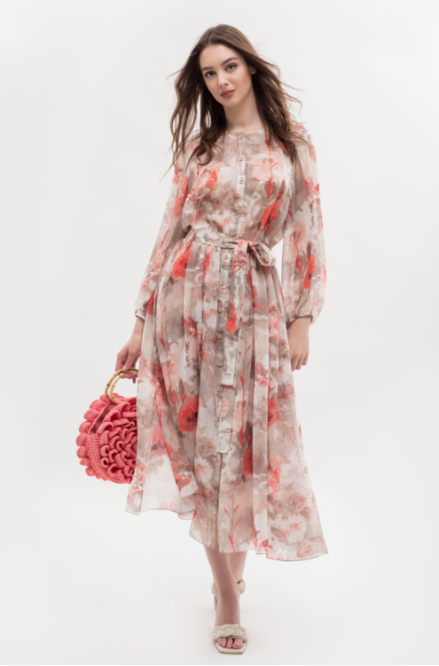 Blumenmuster Langarmkleid: Zeitlose Eleganz