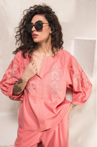 Pink vyshyvanka blouse