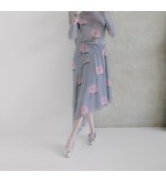 Nagrodzki.S Halbdurchsichtiges, asymmetrisches Kleid mit einzigartigem Muster