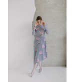 Nagrodzki.S Halbdurchsichtiges, asymmetrisches Kleid mit einzigartigem Muster