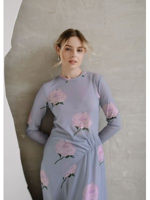 Nagrodzki.S Halbdurchsichtiges, asymmetrisches Kleid mit einzigartigem Muster