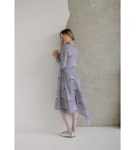 Nagrodzki.S Halbdurchsichtiges, asymmetrisches Kleid mit einzigartigem Muster
