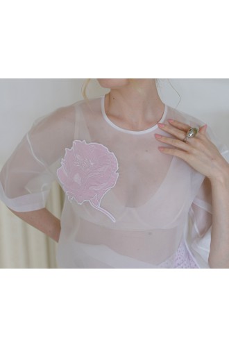 NAGRODZKI.S Rosa Bluse mit Stickerei