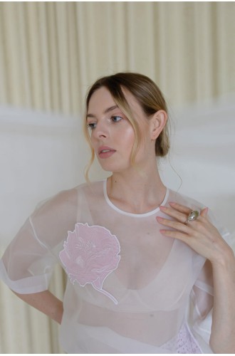 NAGRODZKI.S Rosa Bluse mit Stickerei
