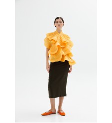 Transformierbares plissiertes Chiffon-Top-Bolero von Panove