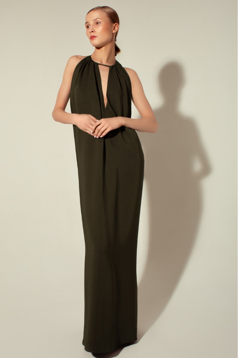 Panove Krepp-Maxikleid