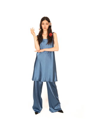 Satin silk wide-leg pants