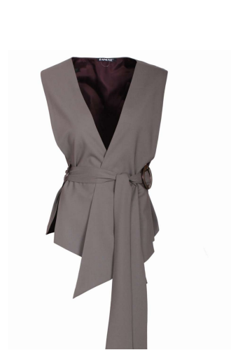 Wool-Silk Blend Wrap Vest