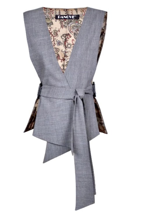 Damen Wickelweste in Grau