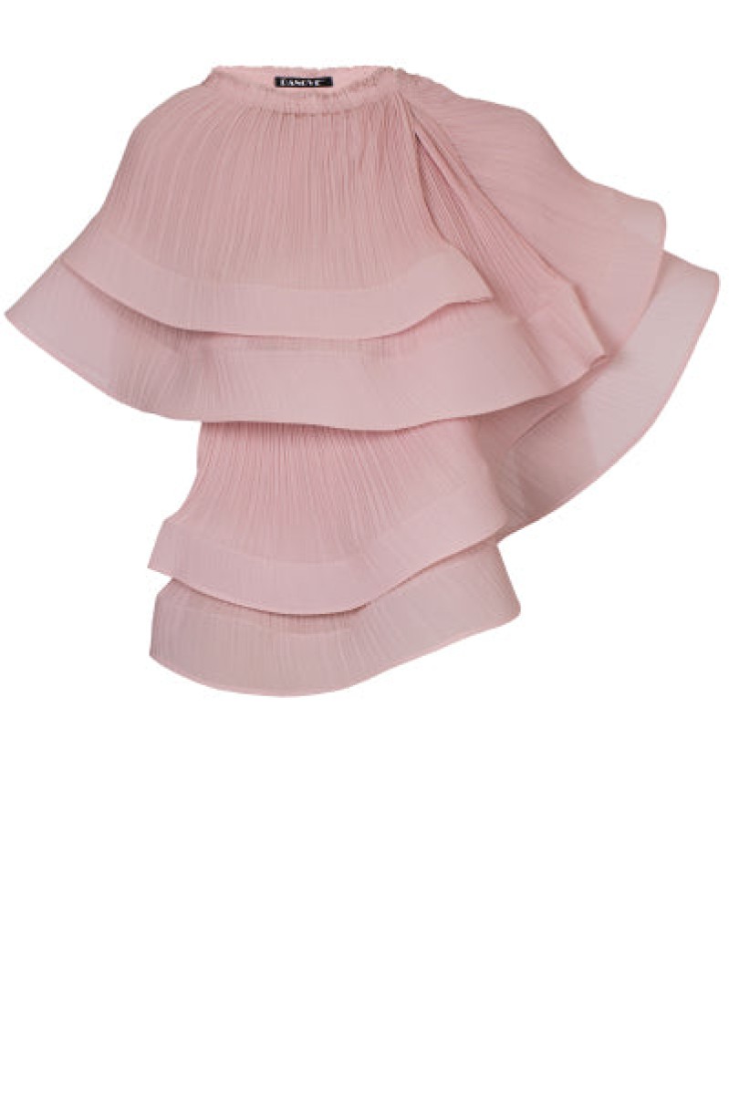 Panove Plissiertes Chiffon-Top-Bolero mit Transformation (Rosa)