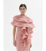 Panove Plissiertes Chiffon-Top-Bolero mit Transformation (Rosa)