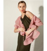 Panove Plissiertes Chiffon-Top-Bolero mit Transformation (Rosa)